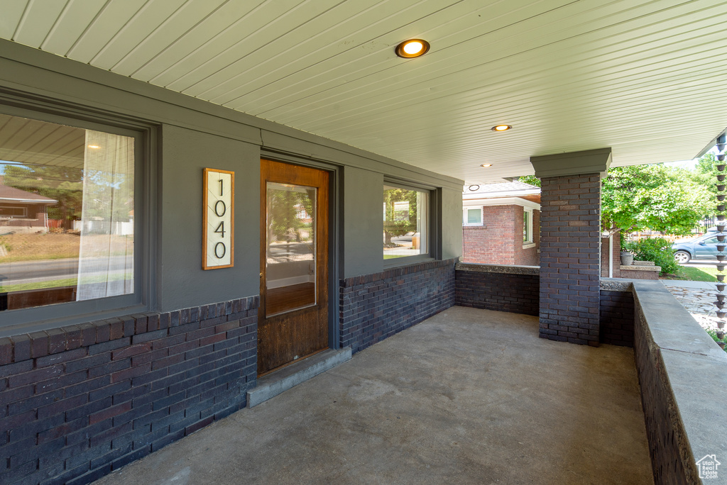 View of covered porch
