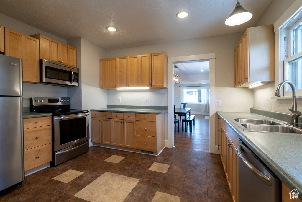 Kitchen featuring stainless steel appliances and recessed lighting