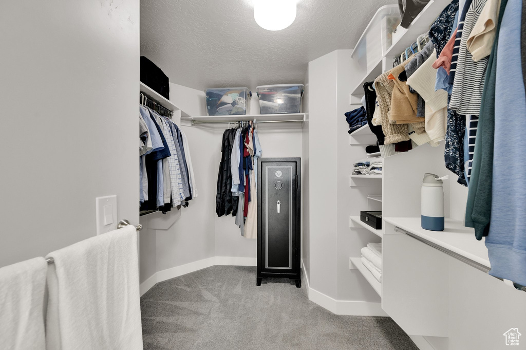 Walk in closet featuring carpet floors
