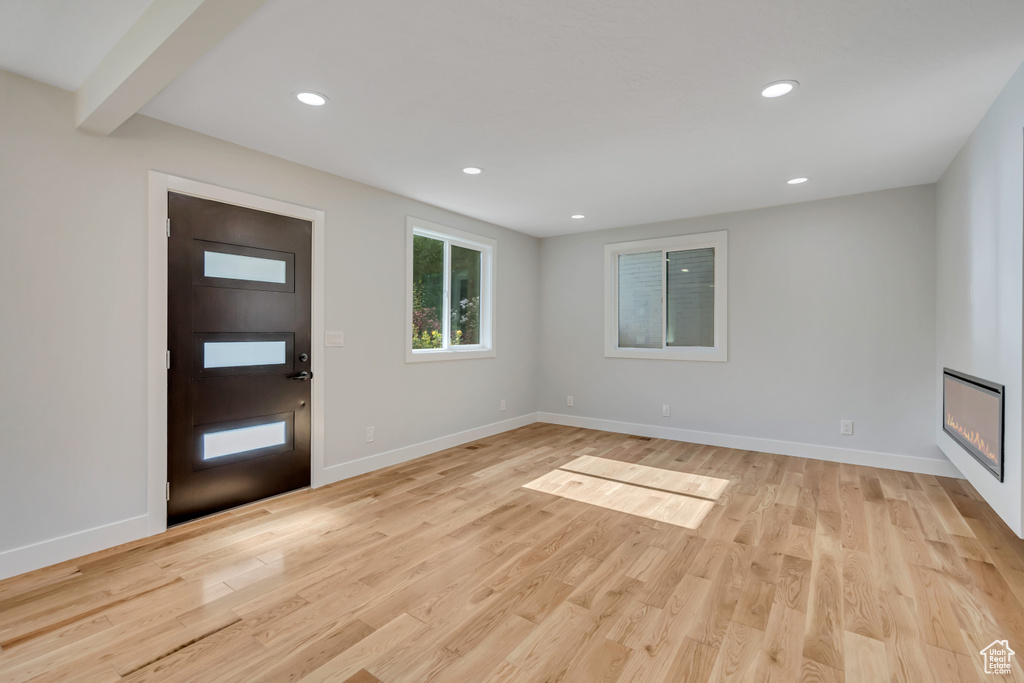 Spare room featuring recessed lighting and light wood-style floors