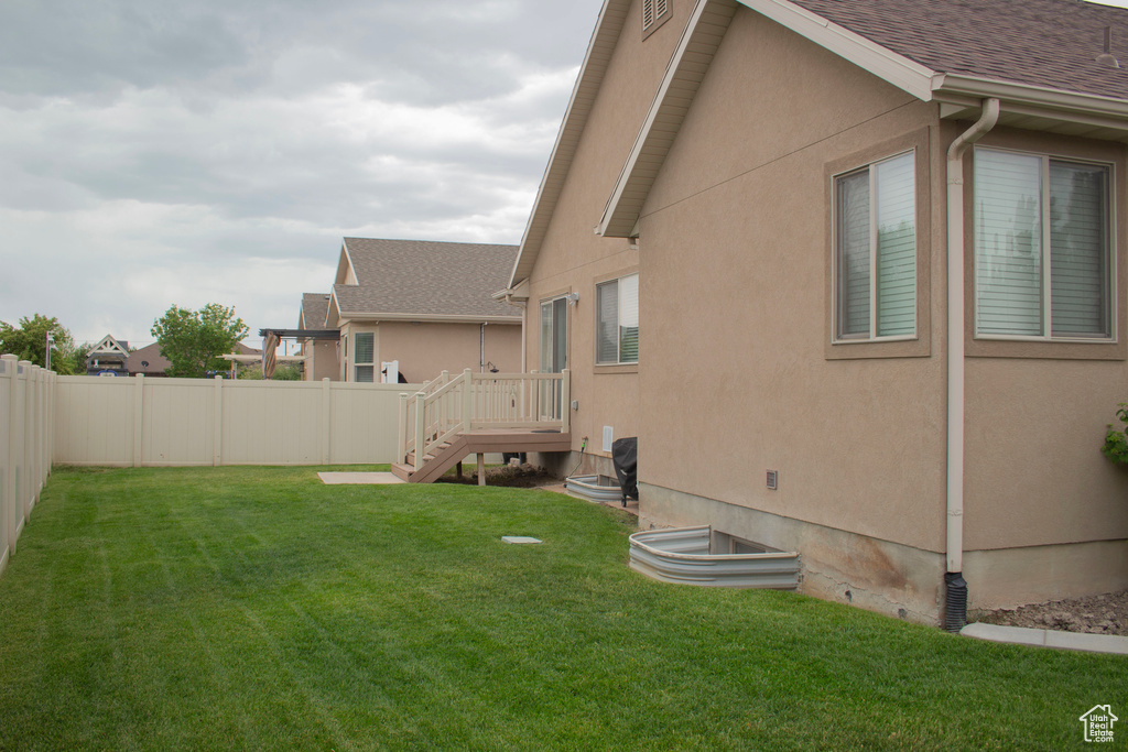 View of fenced backyard