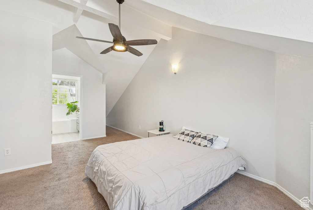 Bedroom with carpet and a ceiling fan