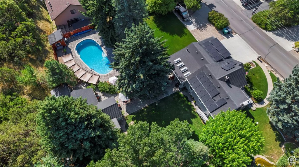 Aerial view of a pool area