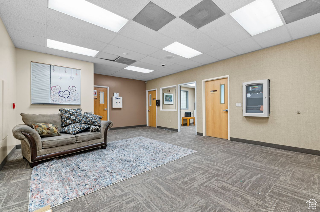 Building lobby featuring a paneled ceiling