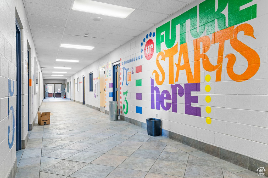 Hall with a drop ceiling
