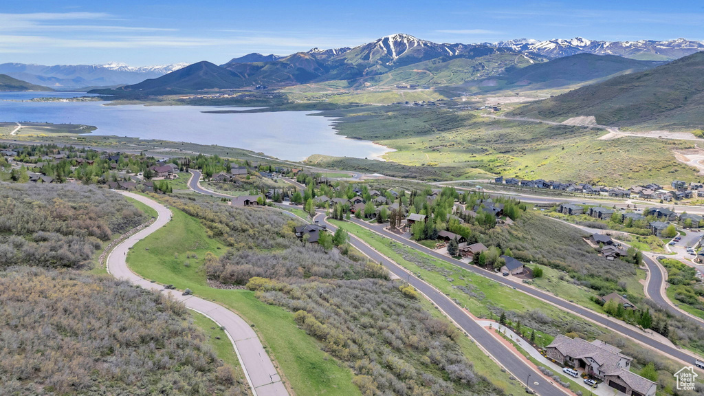Drone / aerial view of a water and mountain view