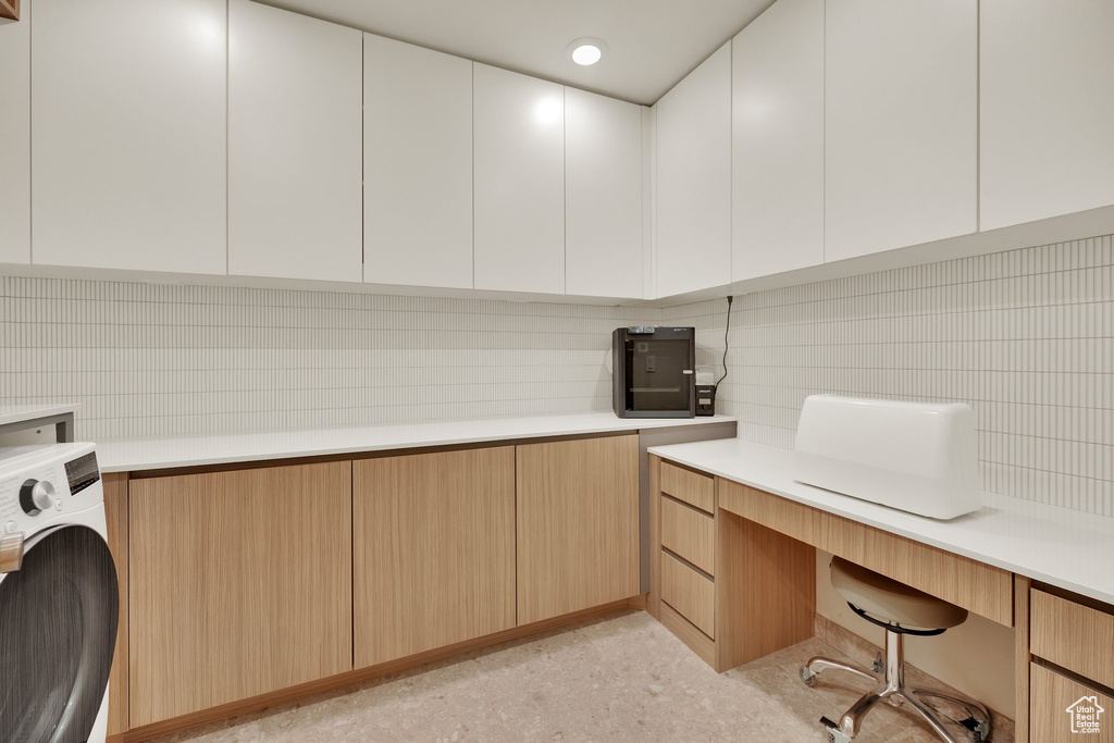 Home office with washer / dryer