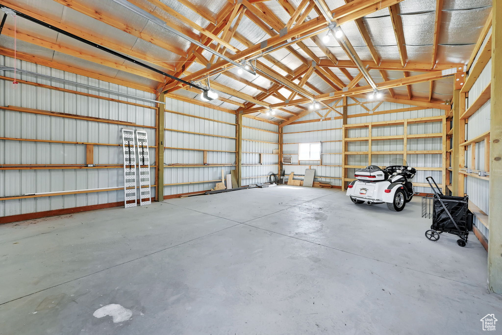 Garage featuring a garage door opener