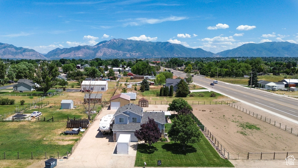 Aerial view of a mountainous background