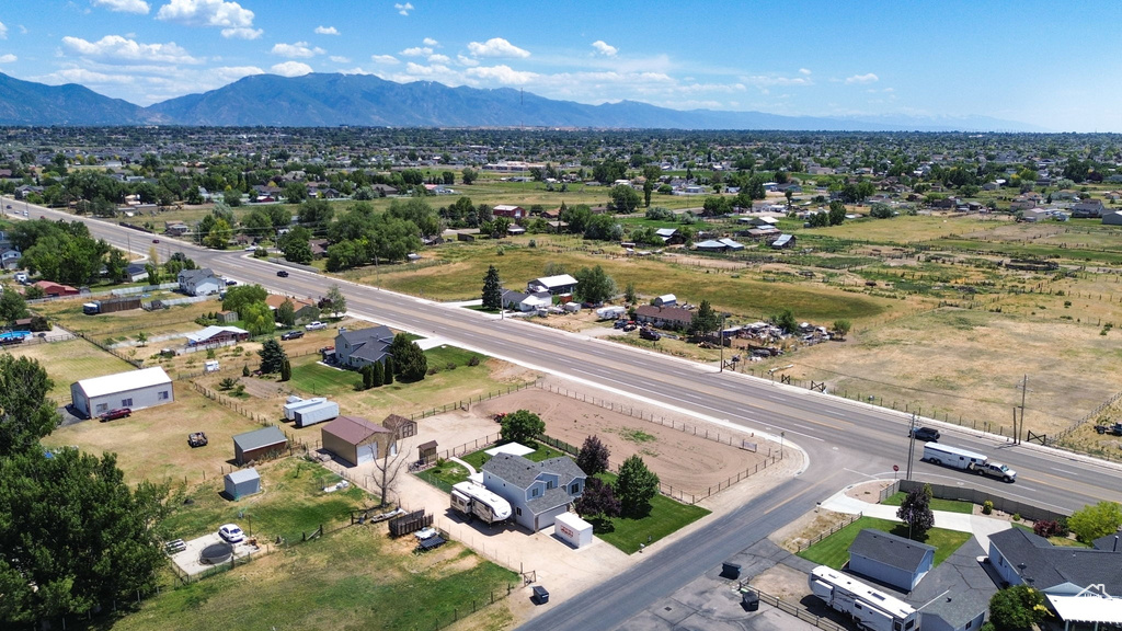 Bird's eye view of a mountain backdrop