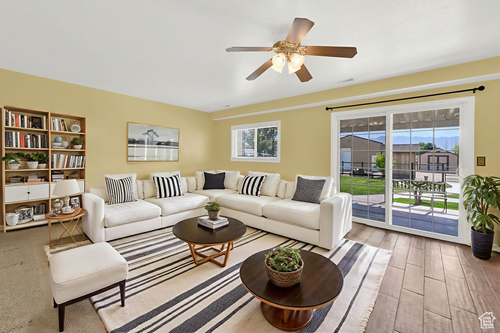 Living room with a ceiling fan