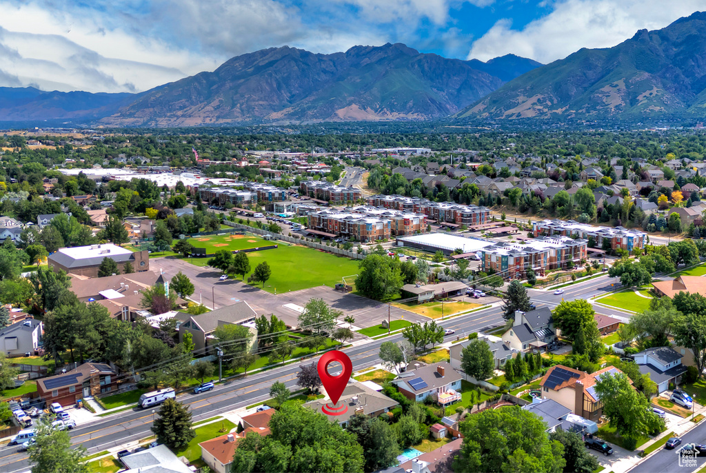 Bird's eye view of a mountain backdrop