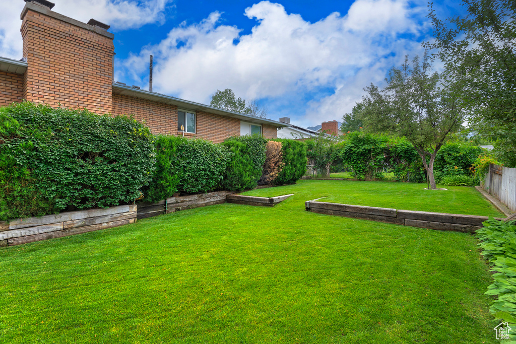 View of fenced backyard