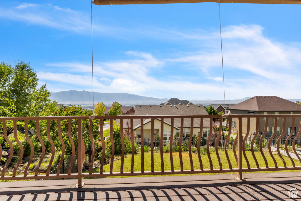 Balcony with a mountain view