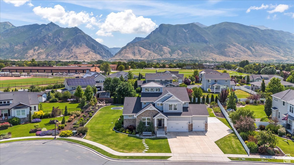 View of mountain background with nearby suburban area