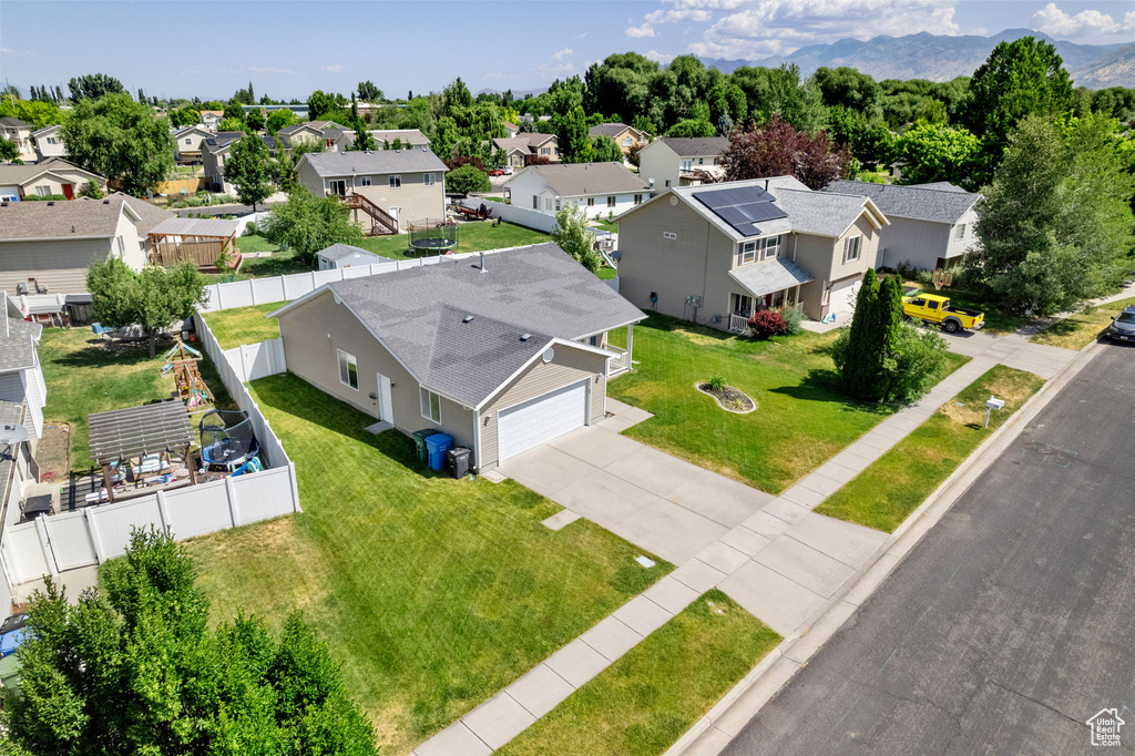 Aerial perspective of suburban area