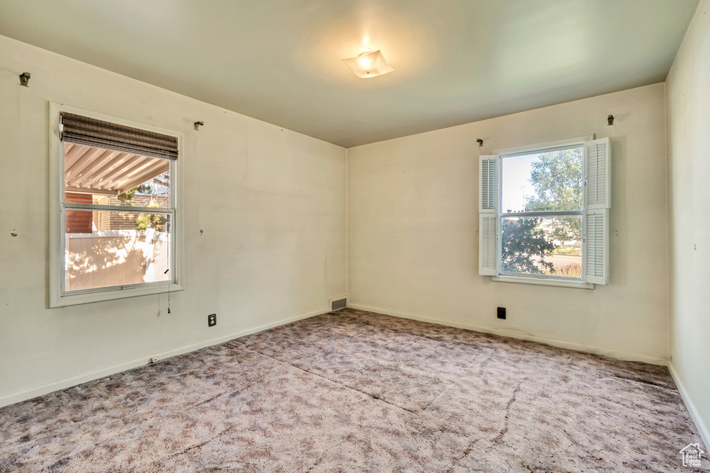 Carpeted spare room featuring plenty of natural light