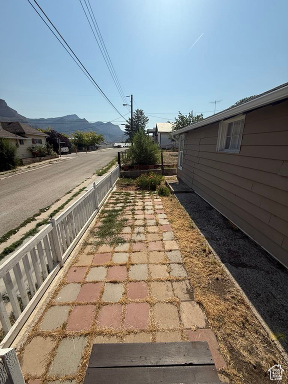 View of yard featuring a mountain view