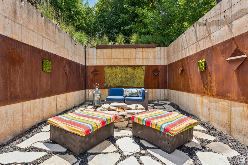 View of patio with an outdoor living space