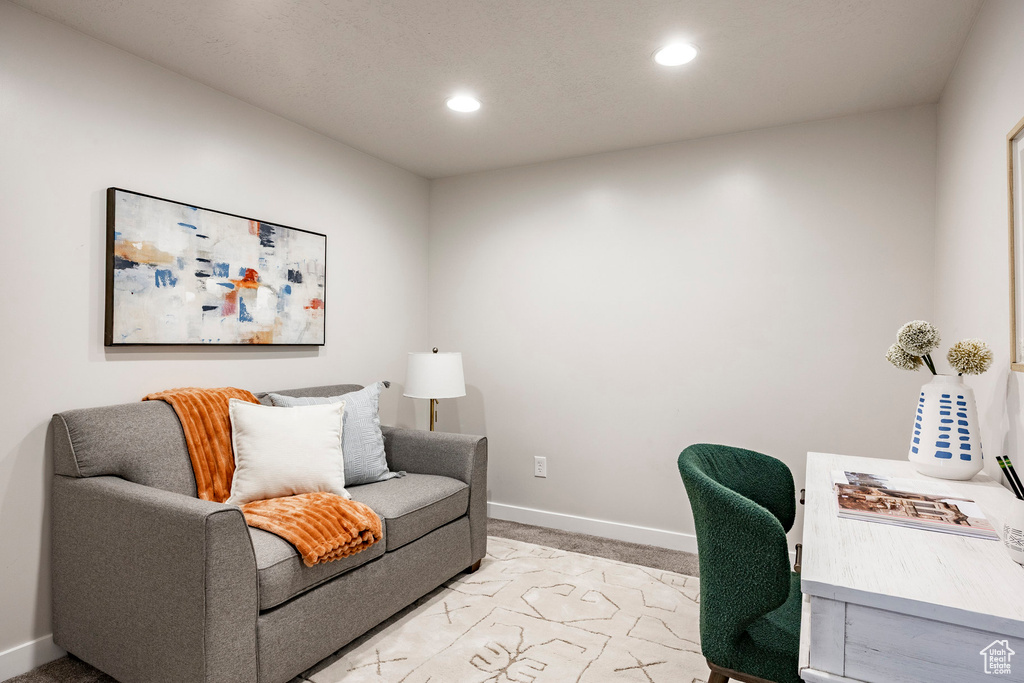 Office with recessed lighting and baseboards