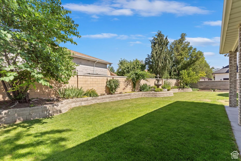 View of fenced backyard