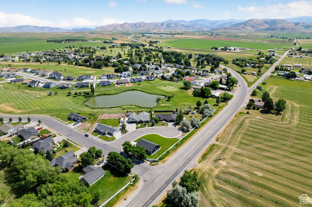 Drone / aerial view of a water and mountain view