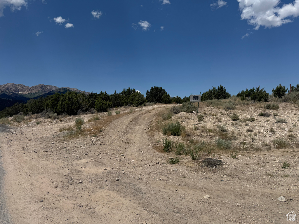 View of local wilderness featuring a mountain backdrop and rural landscape