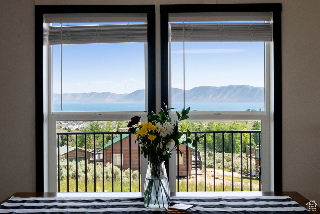 Water view featuring a mountainous background