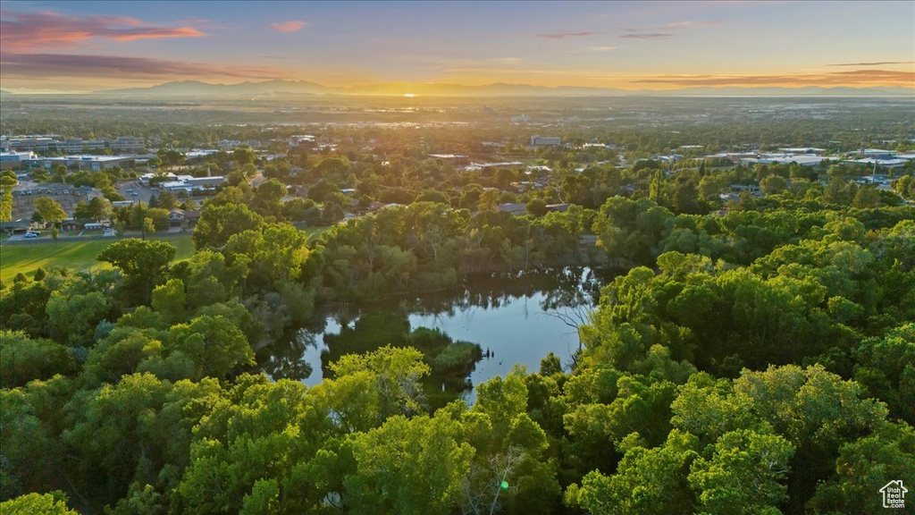 Aerial view of a large body of water