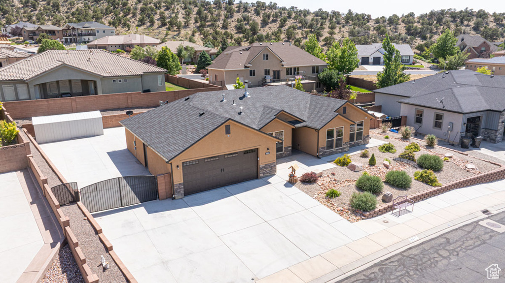 Aerial perspective of suburban area