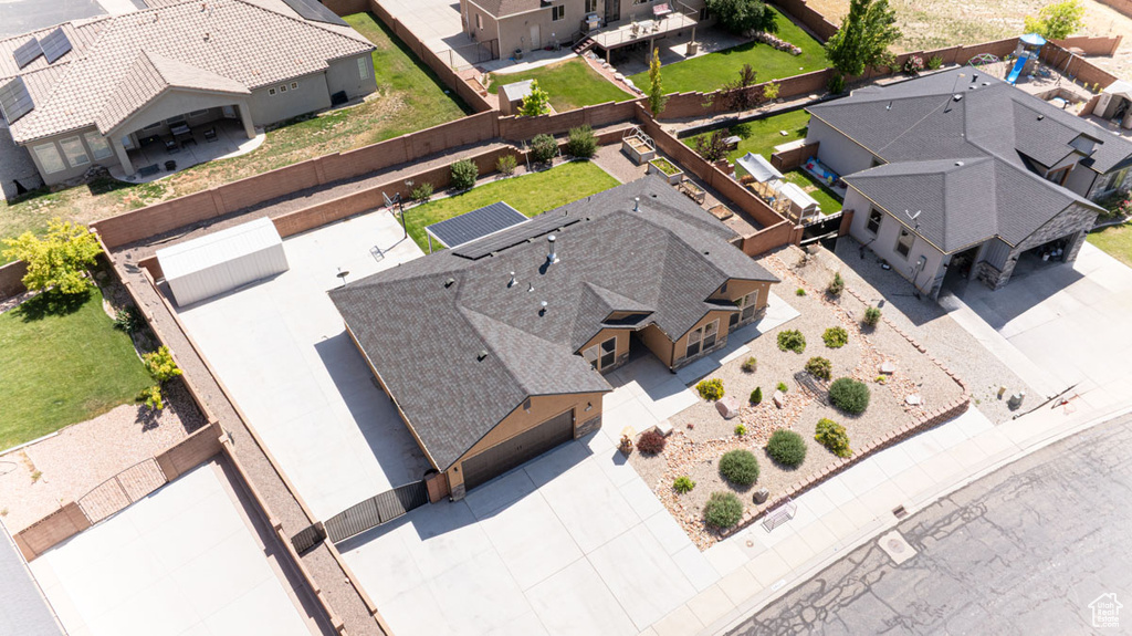 Aerial view of residential area