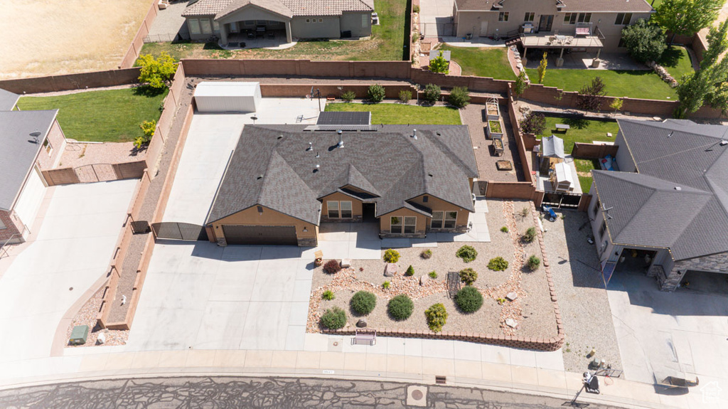 Aerial perspective of suburban area