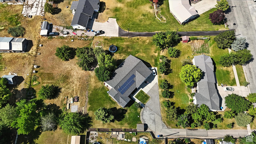 Aerial overview of property's location featuring nearby suburban area