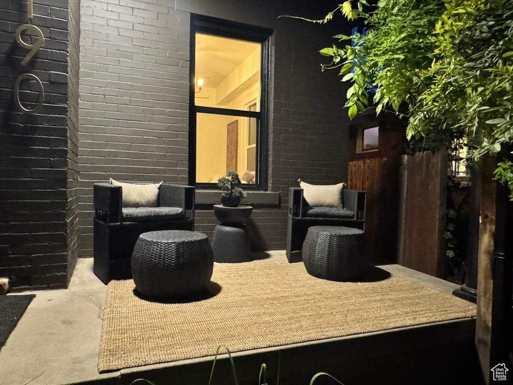 Community lobby with brick wall