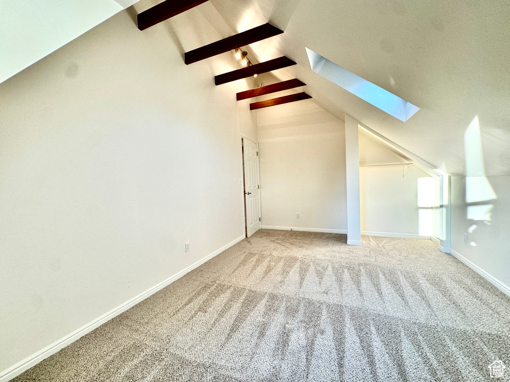 Bonus room with a skylight and carpet