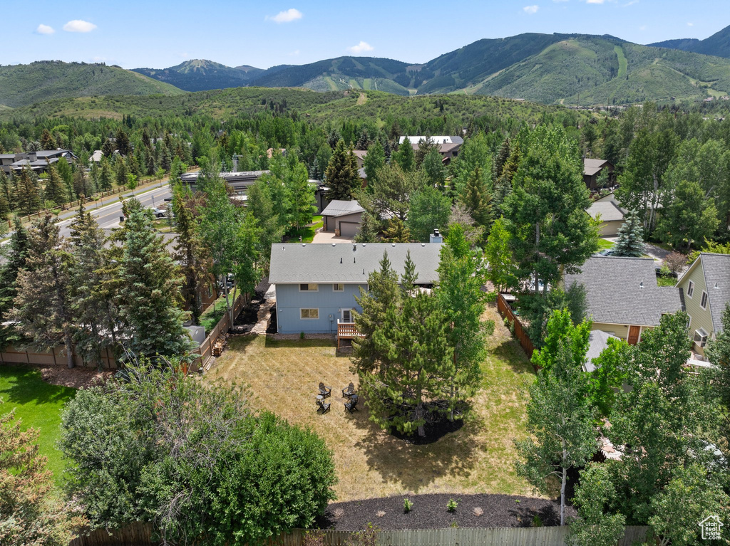 Drone / aerial view of a mountainous background
