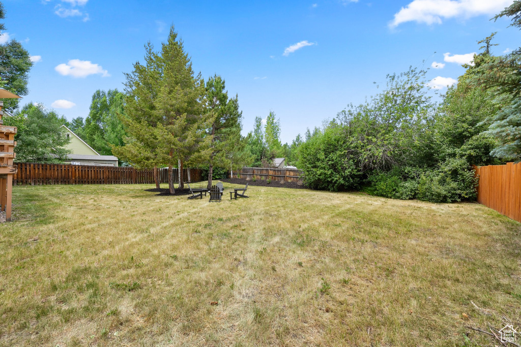 View of fenced backyard