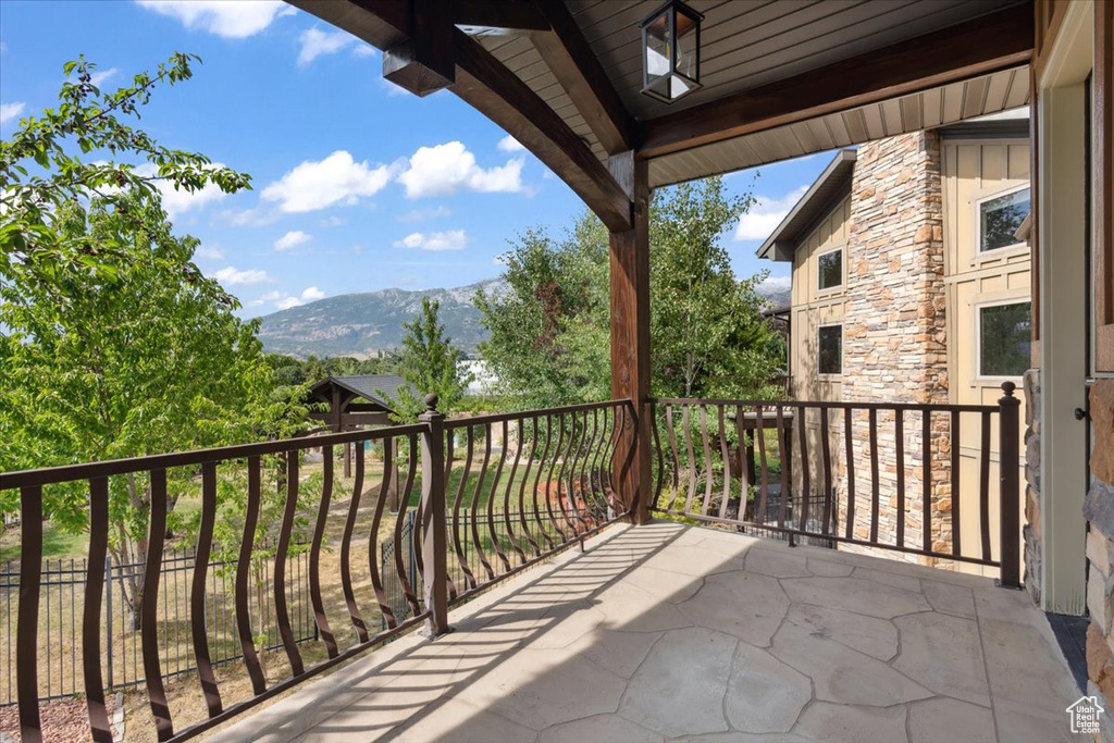 Balcony with a mountain view