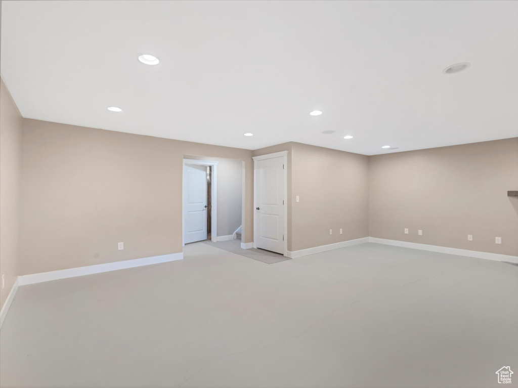 Spare room with recessed lighting