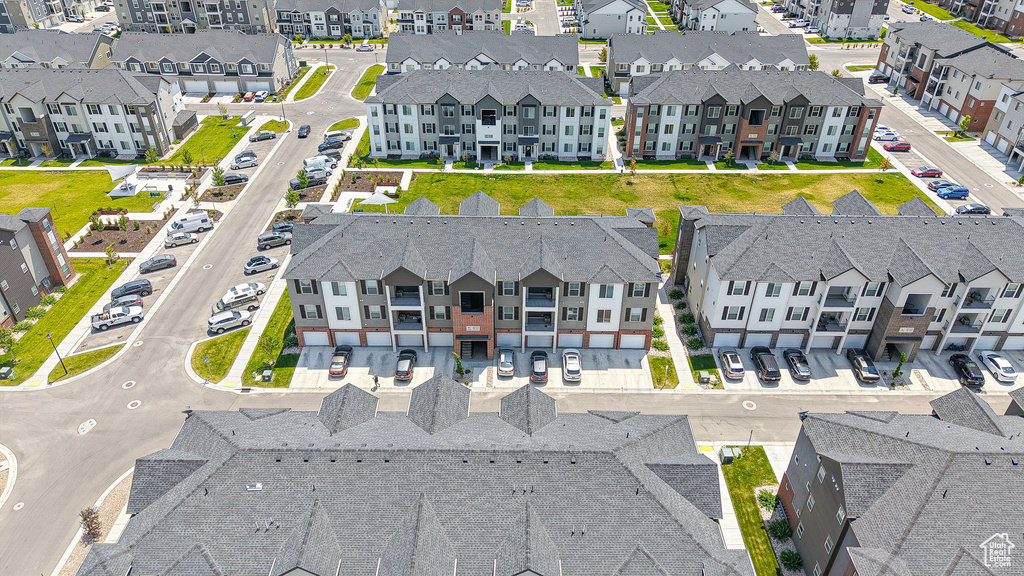 Aerial perspective of suburban area