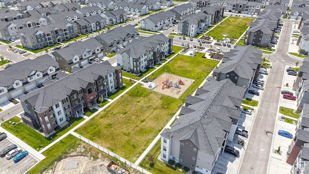 Aerial perspective of suburban area