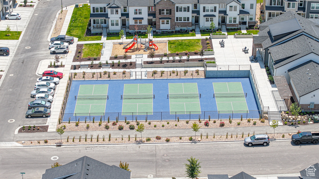 Aerial view of residential area