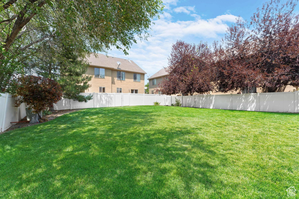 View of fenced backyard