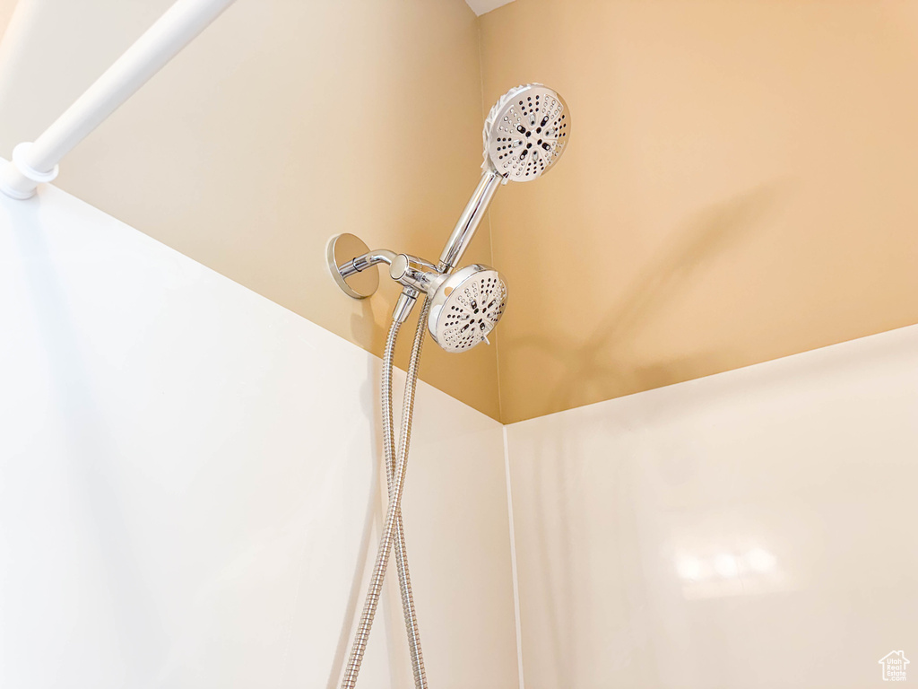 Bathroom view of a tile shower