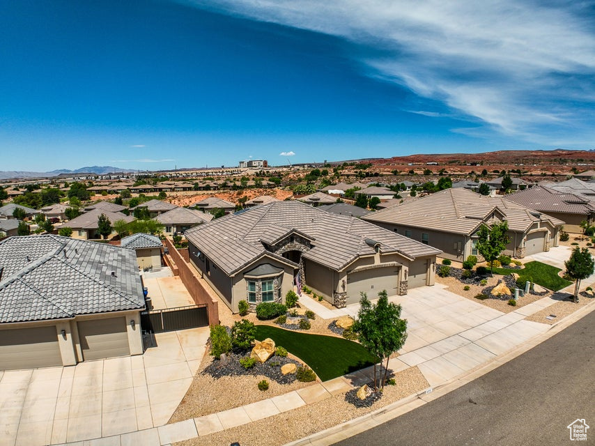 Aerial perspective of suburban area