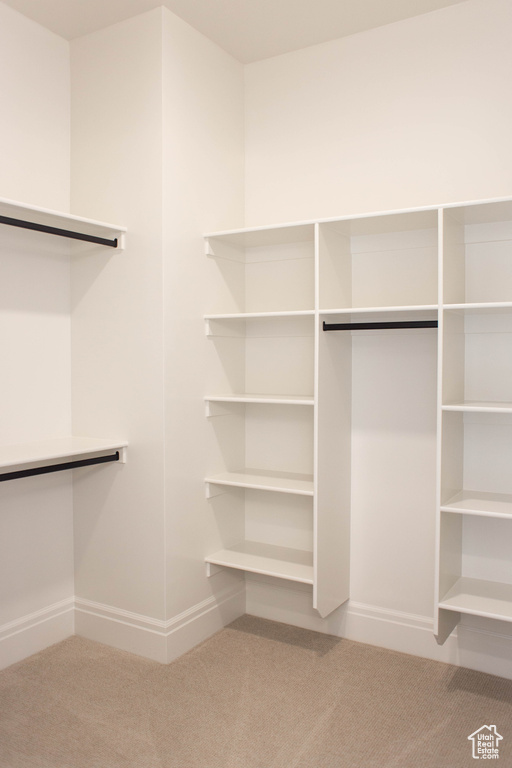 Walk in closet featuring carpet flooring