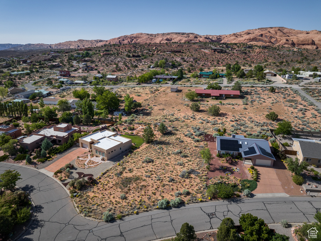 Aerial view of a mountainous background