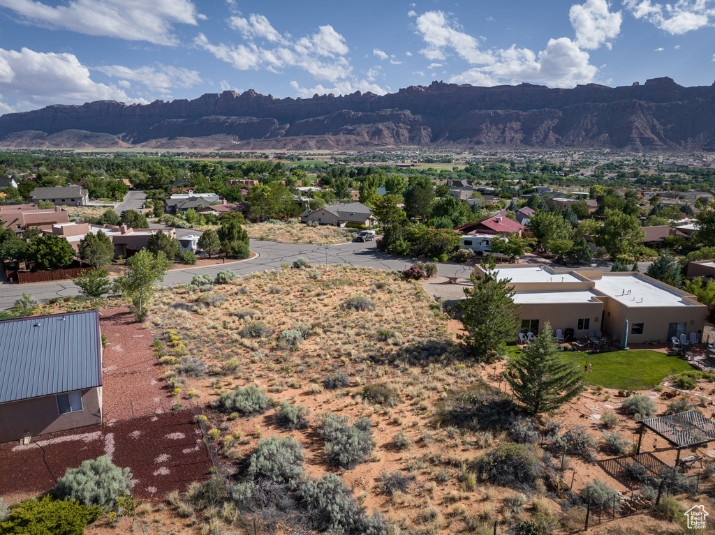 View of mountain background with nearby suburban area