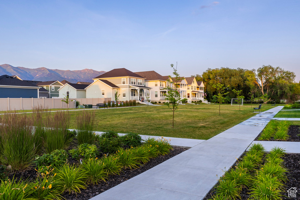 View of home's community featuring a residential view and a mountain view