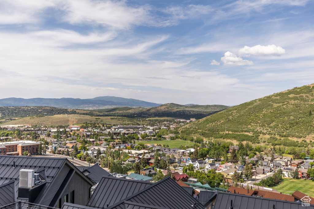 Mountain view featuring nearby suburban area